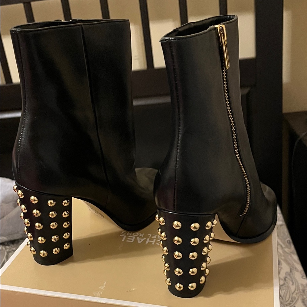 Michael Kors Black Studded Heeled Boots